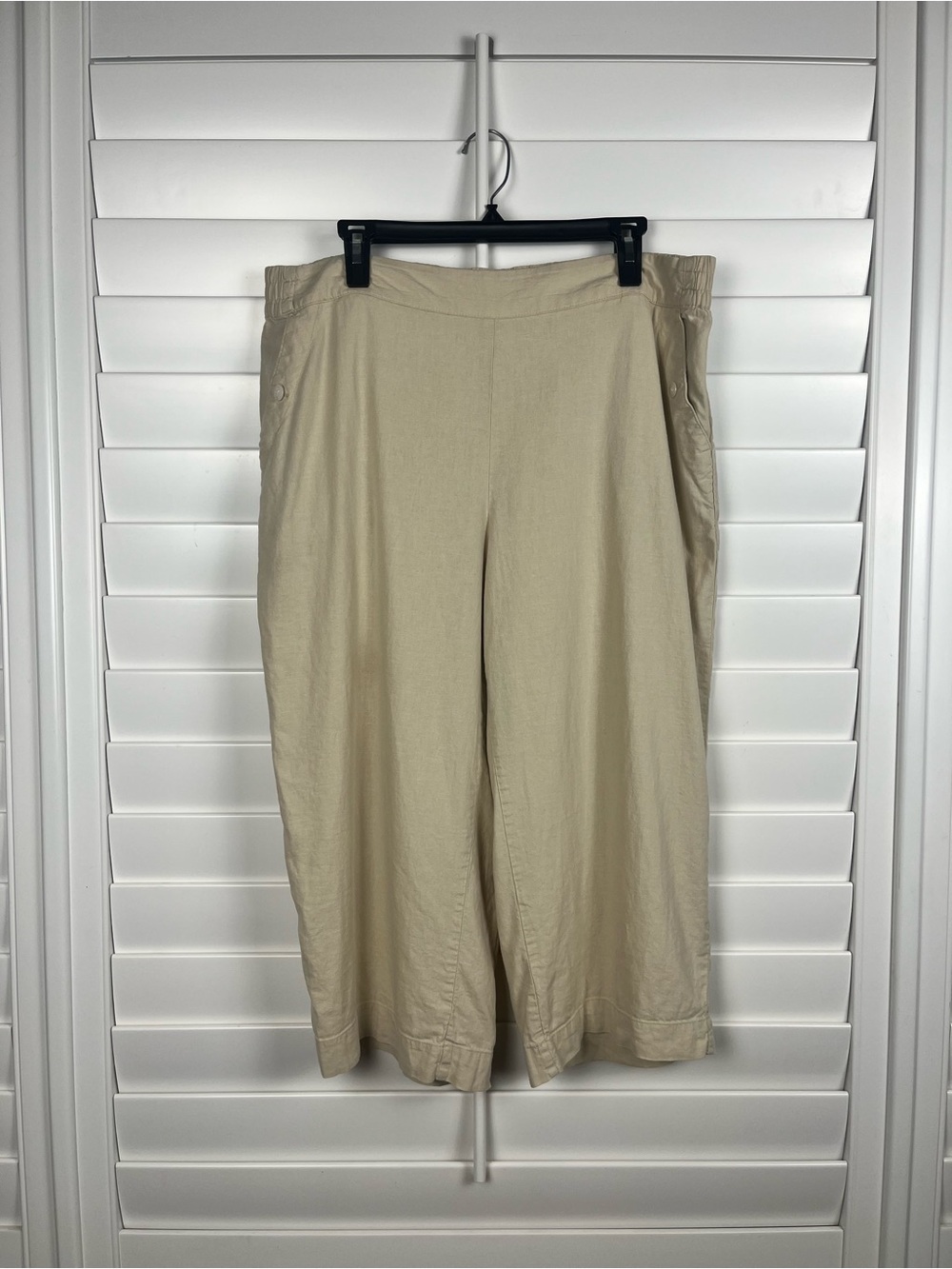 croft & barrow Cream Elastic-Waist Wide Leg Pants size large
